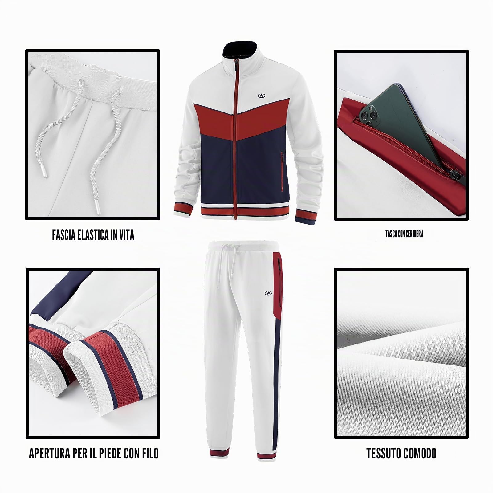 ANOTWENER Set di tute da allenamento da uomo, casual, a maniche lunghe, con chiusura lampo completa, giacca e pantaloni da jogging, tuta sportiva, abbigliamento sportivo, XL