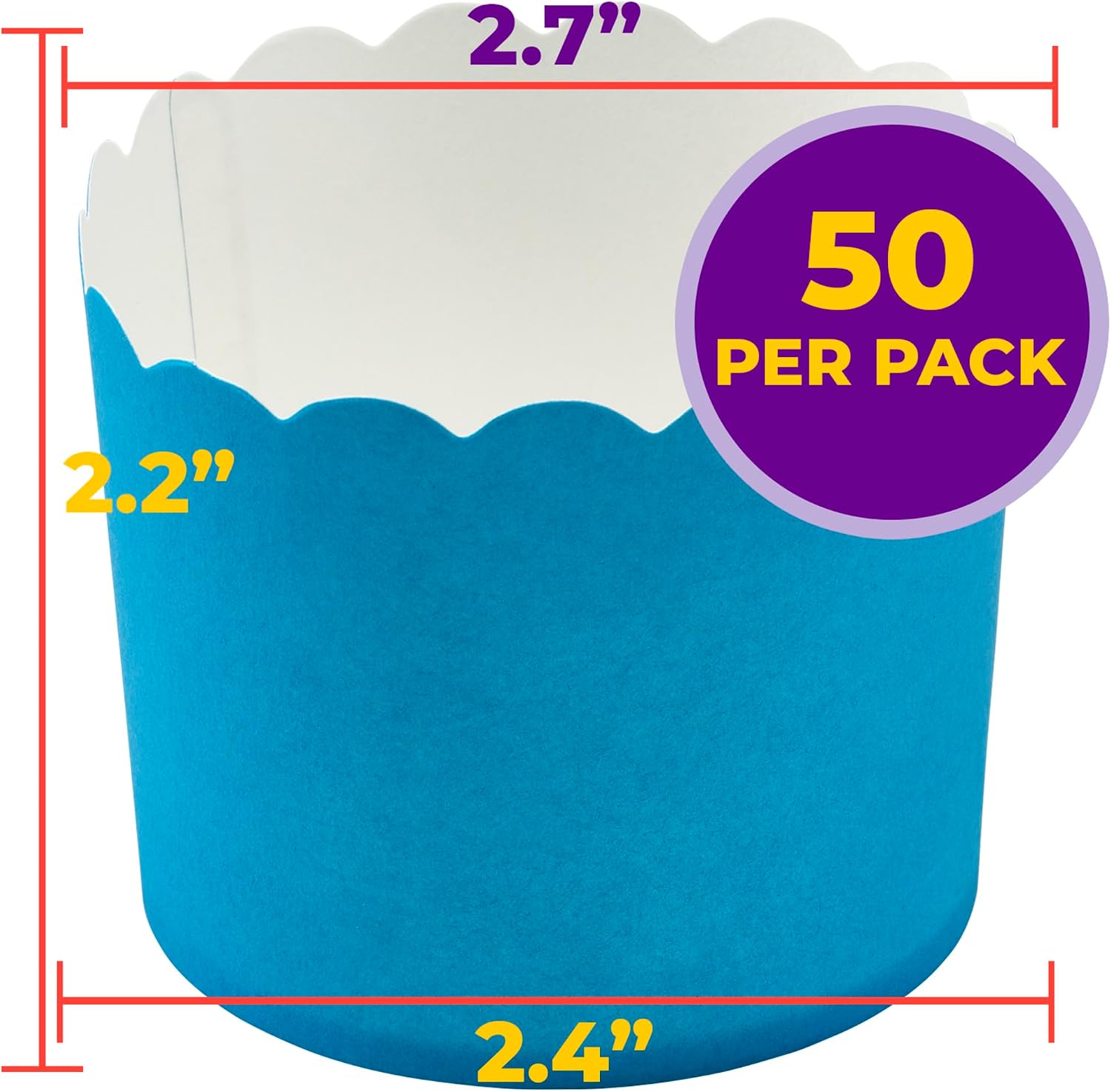 DecoPac Blue Scalloped Baking Cups,50 Count(Pack of 1), Perfect For Delicious Cupcakes, Delicate Scalloped Edge, 50 Oven Safe Cupcake Cases