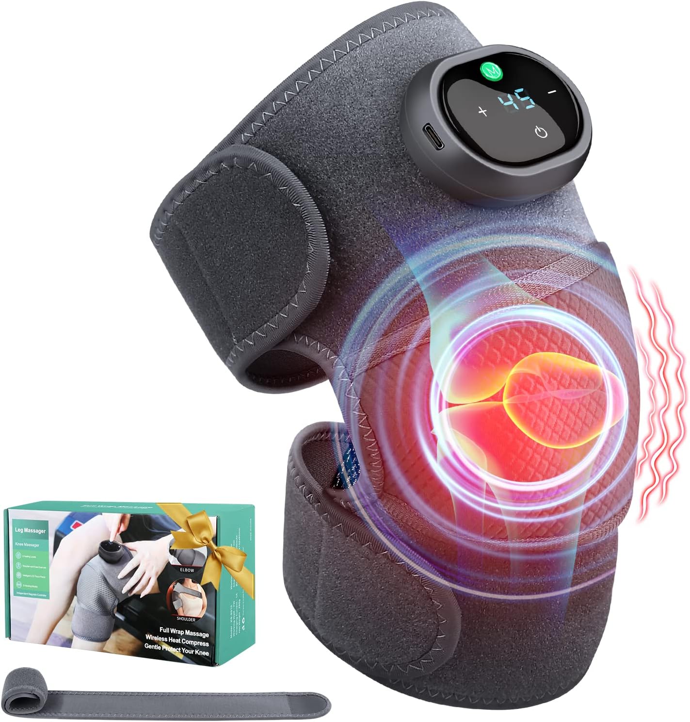 Gelpacks Direct Heating Knee Massager, Knee Shoulder Elbow 3-in-1 Heating Vibration Massager, Portable Wireless Hot Compress Massager, Relieve Joint Pain And Pressure, Suitable For Office, Study, Etc.