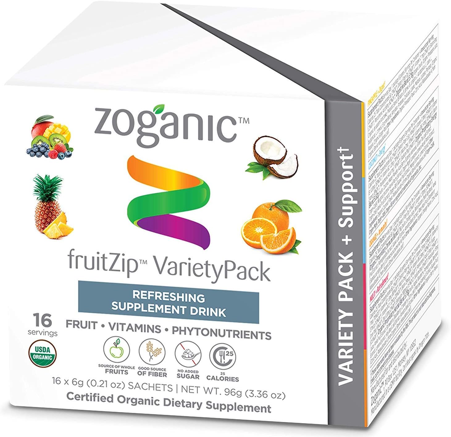 Organic Herbal Supplement Drink Mix - Daily Multi Vitamin, Energy, Digest and Immune Support, Pure Fruit Extract, Variety Pack-16 Packets