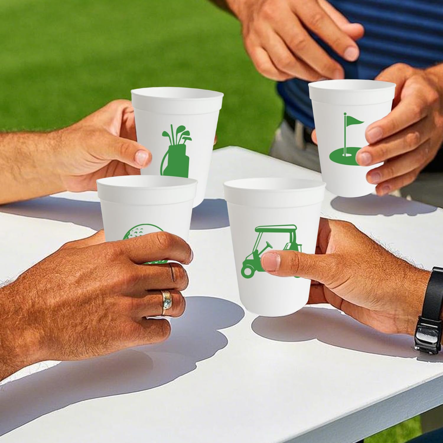 12Pcs Golf Cups, Sport Golf Themed Party Decorations, Let's Par-Tee Birthday Party Decor Sign, 16oz Cups for Golf Birthday Decor Supplies White & Green - Image 6