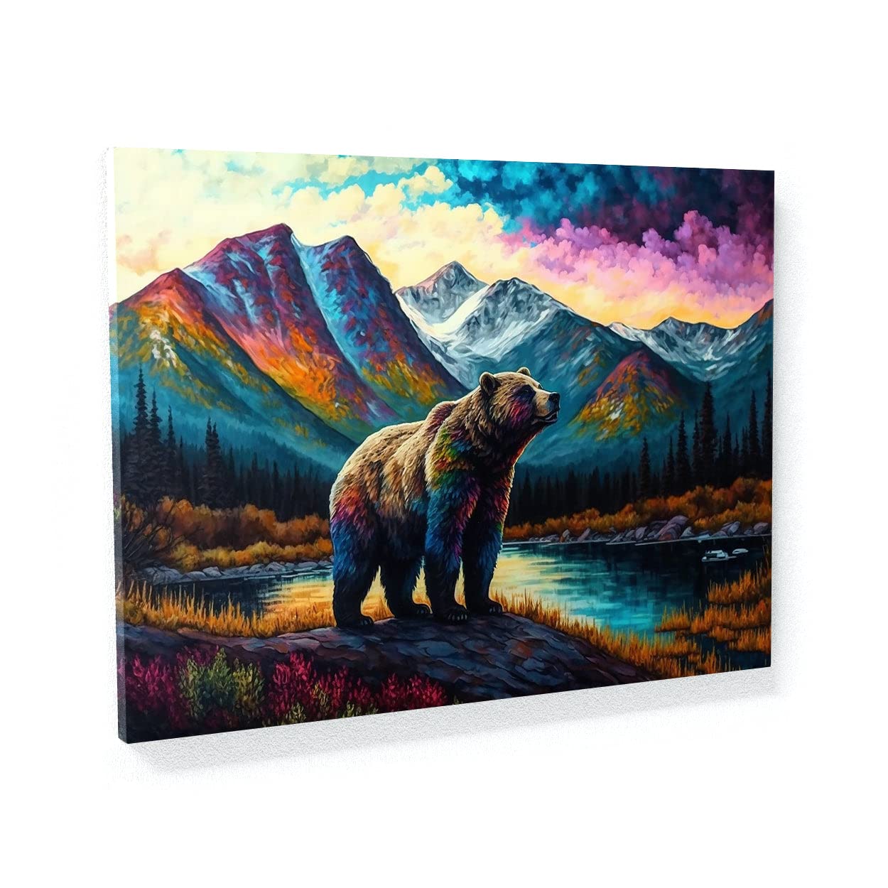 Sense Canvas Bear Mountain 27 Canvas Art - Home Decor Wall Art Print Poster Painting Large 40x30 / 0.75"