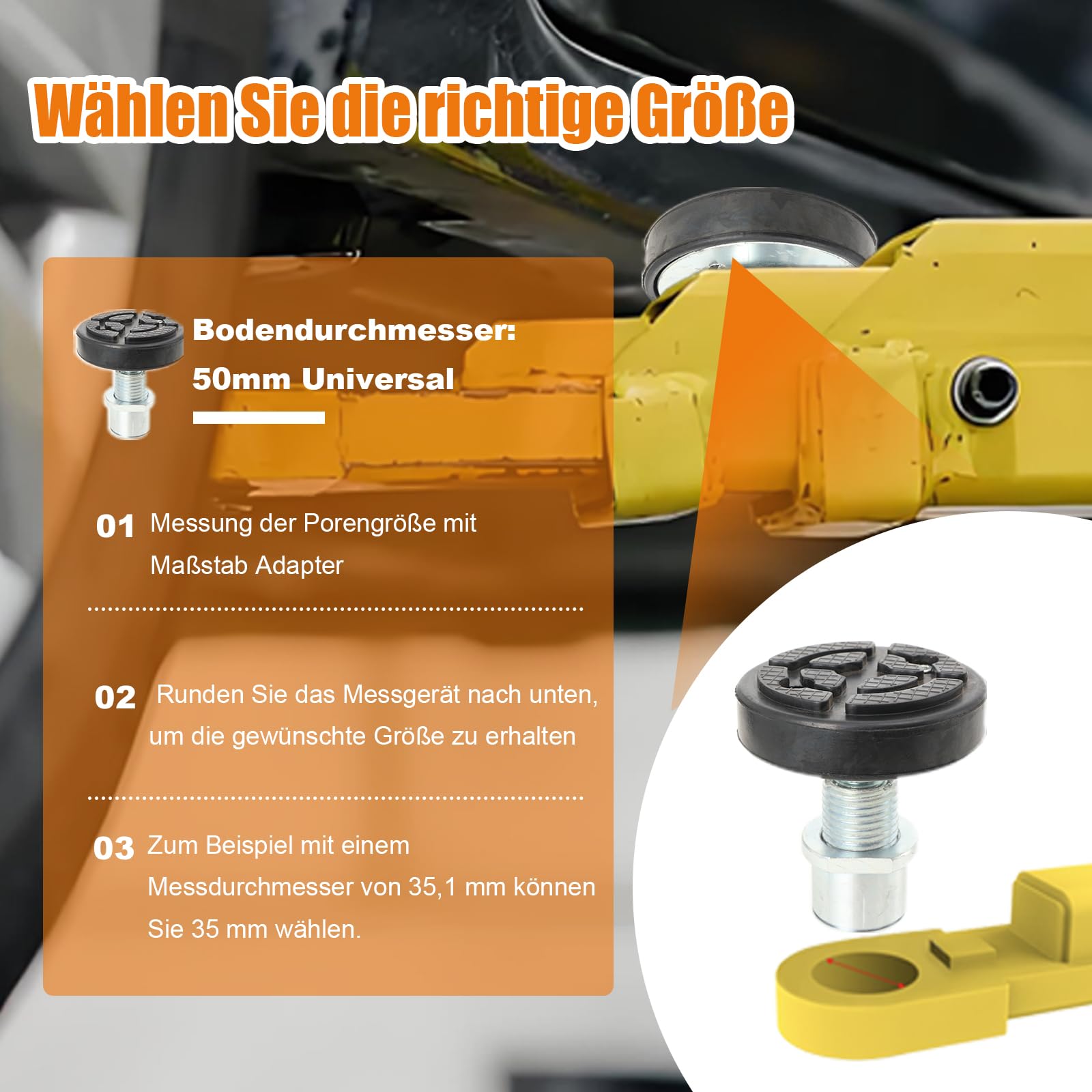 4 Stück Drehteller Tragarmteller Gummiteller Hebebühne Aufnahmeteller Gummiauflage Nussbaum für 2 Säulen Hebebühnen ausdrehbar Aufnahme 50mm universal