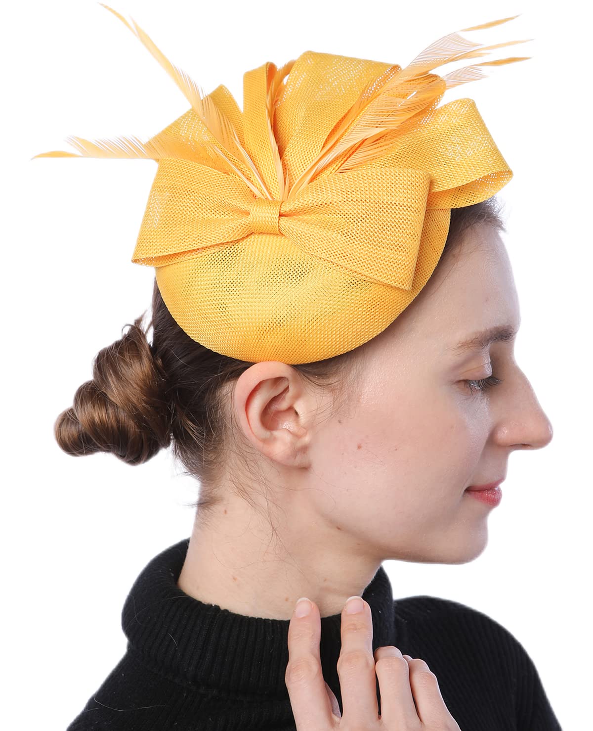 Biruil Fascinators Hat for Women Girls Sinamay Flower Feathers Tea Party Cocktail Headband Hair Clip