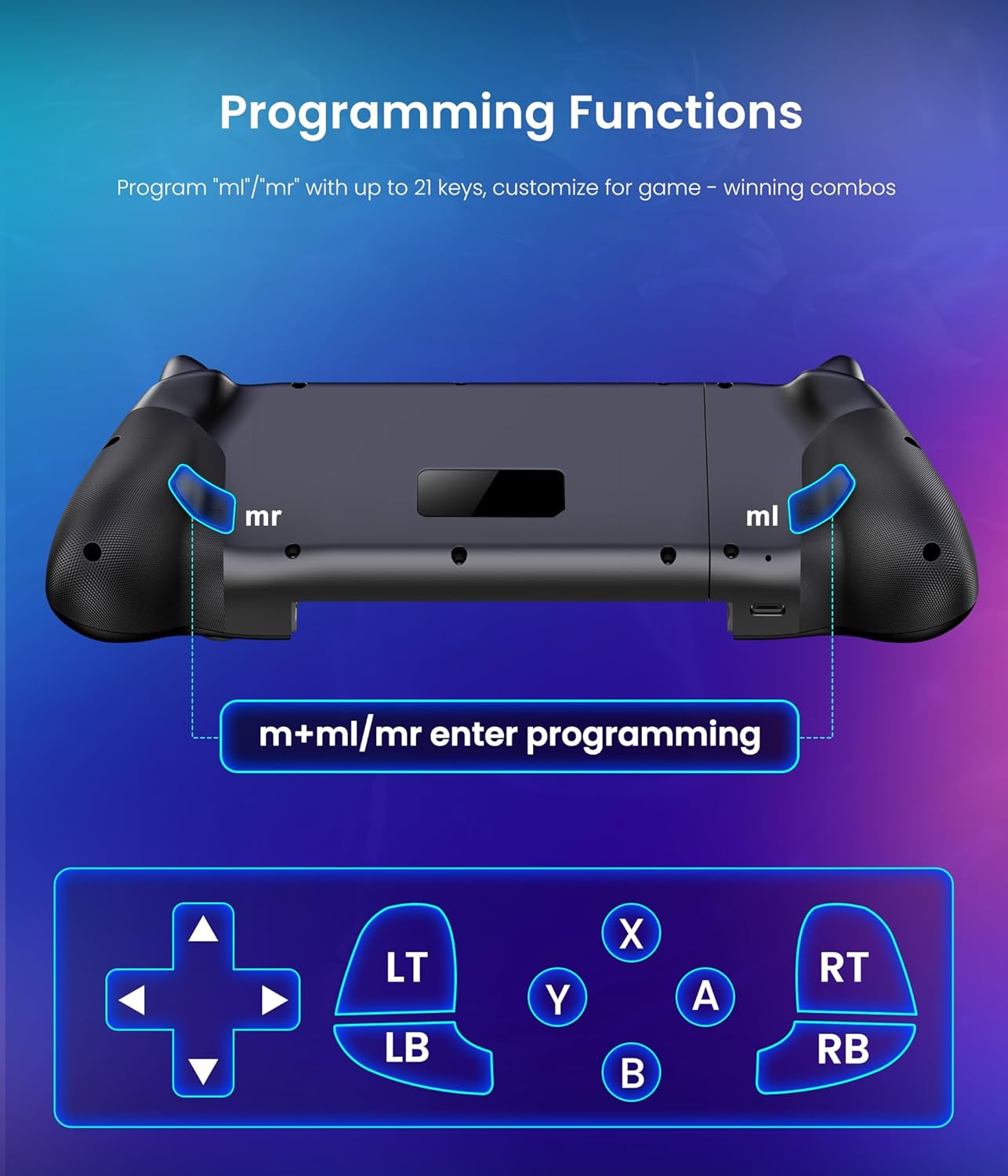 LIFUFUTEE Switch 2 Controller for Nintendo Switch 2/1/OLED, iPhone & Android, RGB Wireless Handheld Gaming Controller with Hall Effect Joysticks No Drift, Macro Programmable & Turbo, Works with Xbox Cloud & Steam Link