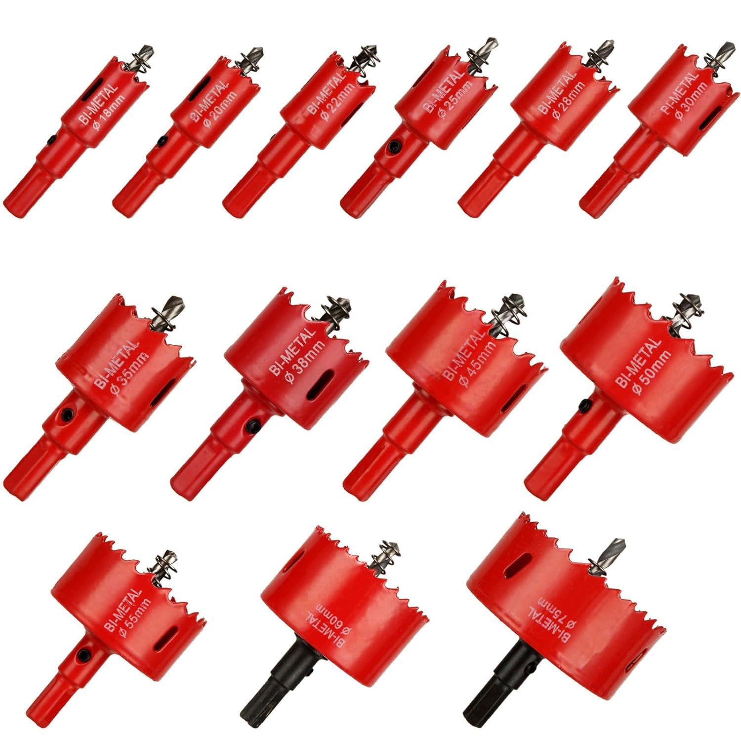 Oungy 13Pcs Hole Saw Sets, 18mm-75mm Hole Cutter Set for Wood Plastic Metal