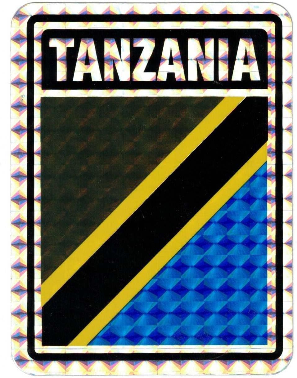Pack of 24 Tanzania Country Flag Reflective Decal Bumper Sticker DC-230
