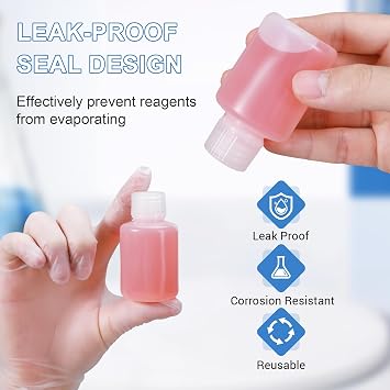 1.7 oz Lab Reagent Bottle, Laboratory Grade Chemical Container, Sealed Leak-proof HDPE Pill Bottle, Plastic Sample Bottles(6pack translucent)