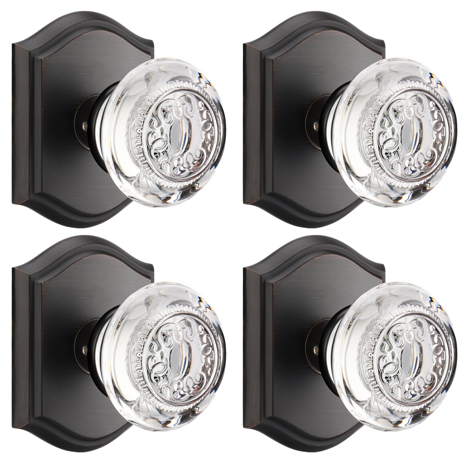 Vintage Brass Glass Door Knobs with Lock -23