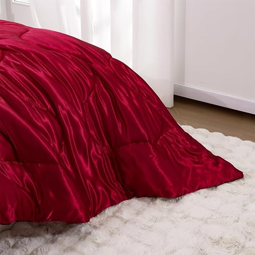 Miniatura 9 de A nice night - Edredón de satén suave microfibra súper suave de lujo sensual juego de edredón para cama fullqueen de peso ligero