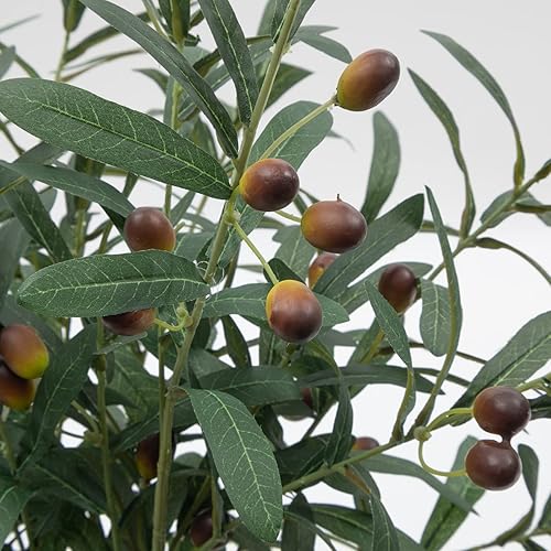 Miniatura 5 de SHACOS 6 ramas de olivo falsas para jarrones de 39 pulgadas de alto, tallos de vegetación de ramas de olivo sintético, tallos de hojas de olivo