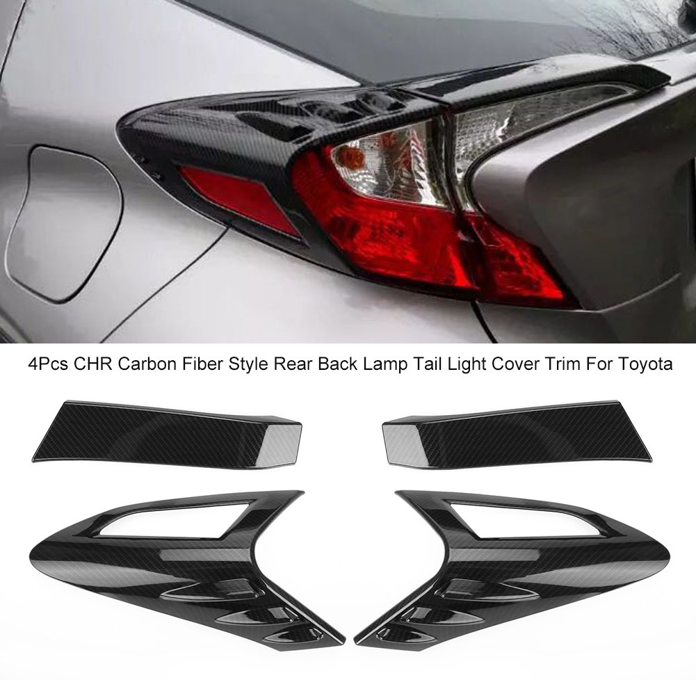 Naroote Stile Fibra di Carbonio Lampada Posteriore Posteriore Copertura Fanale Trim Resistenza Ai Graffi Adatta per CHR 2018 Materiale ABS a Grana di Carbonio Nero