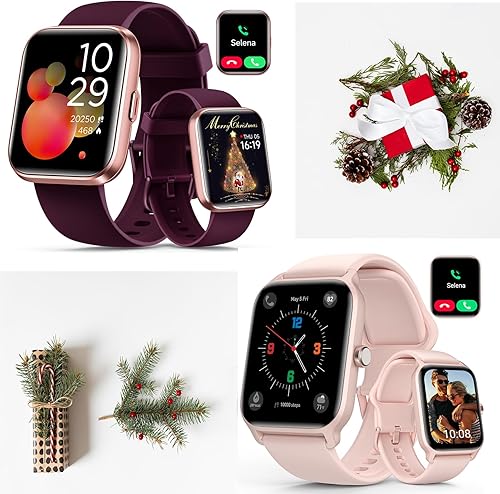 Miniatura 1 de Reloj inteligente Bluetooth para mujeres y hombres, compatible con Android iOS, ideas de regalo en Navidad, Año Nuevo, rosa y morado rosa