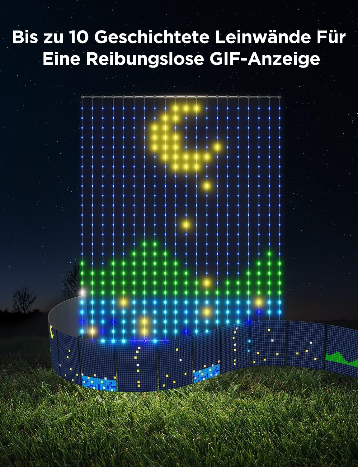 Govee Smart LED Vorhang 3x2m, RGBIC Curtain Lights, 1040 LEDs, IP65 | Kompatibel mit Alexa, DIY GIF, RGBIC Farbwechsel, Weihnachtsdeko, App-Steuerung