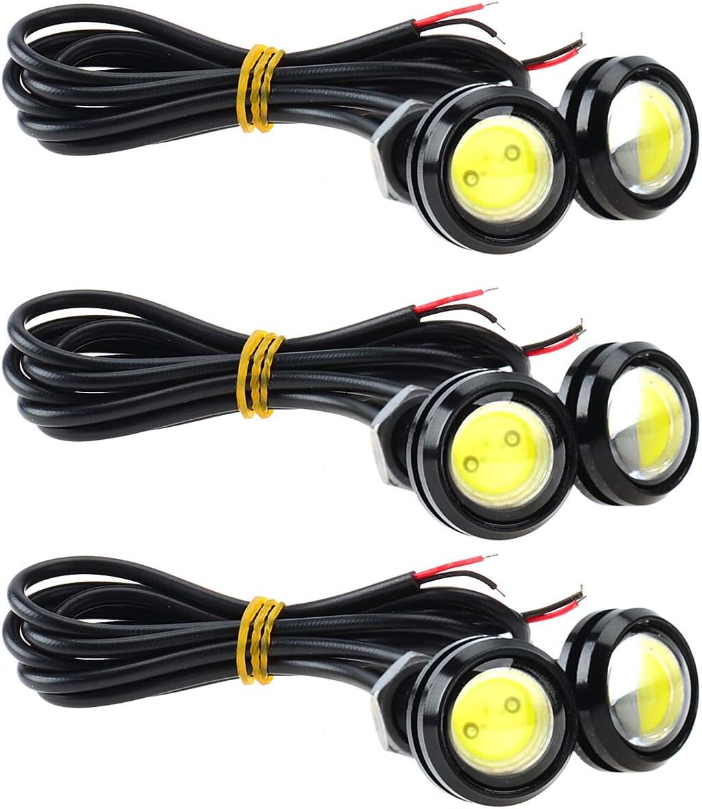 Universal 6pcs High Power White 3w LED Eagle Eye Bumper DRL Fog Light Motorcycle Light Daytime Running DRL Tail Backup Light Car Motor