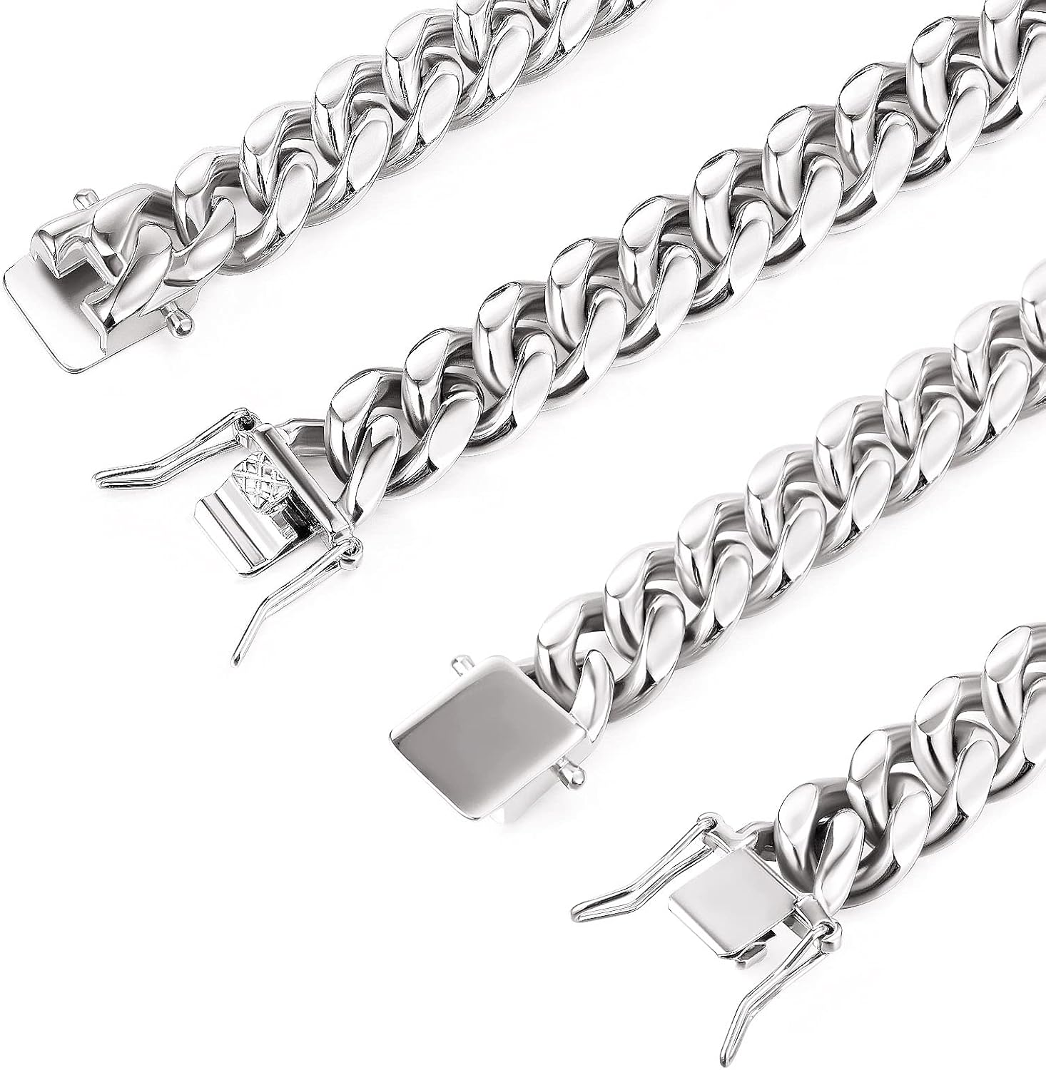 Miami Cuban Link Chain for Men Solid Stainless Steel Necklace for Men Women Hip Hop Jewelry Choker Necklace 18-30 Inches-with Gift Box
