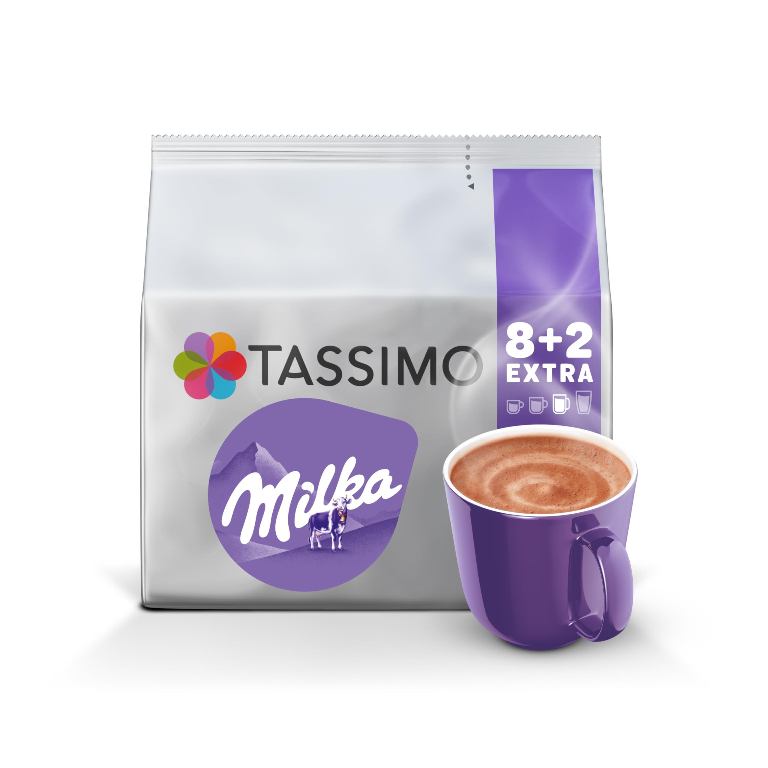Tassimo MILKA Nouveau Format, 50 Dosettes, Chocolat au Lait Milka, Compatibles avec les machines TASSIMO, 5 packs de 10 dosettes