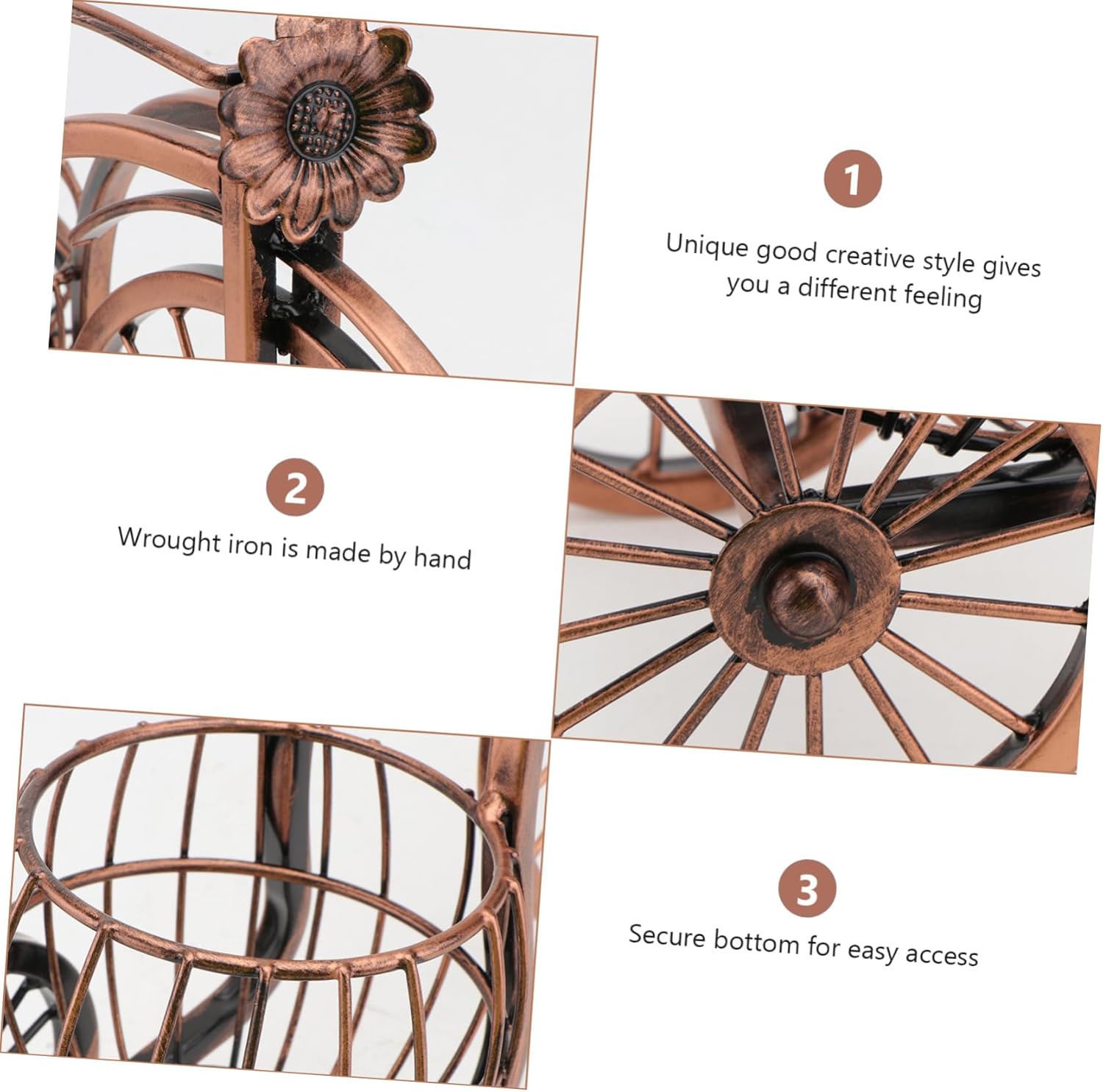 Decorative Wine Rack Stand Retro Wine Holder for Kitchen Freestanding Storage Tricycle Design