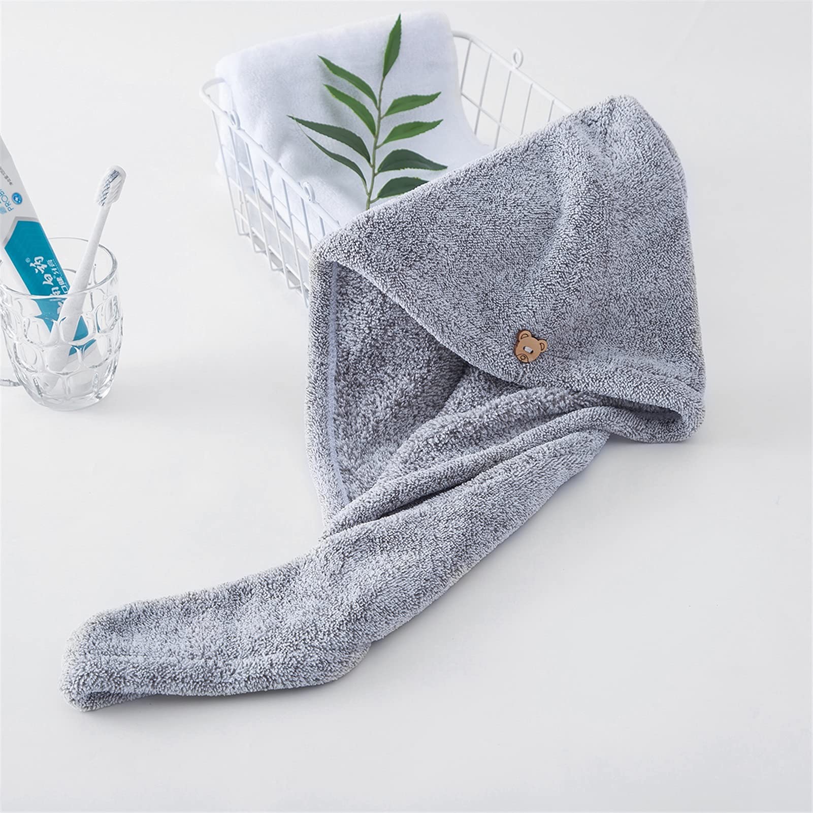 Nach dem Duschhaar Wickelkopf Tuch Twist Head Cap Tuch Turban für EIN schnelles trockenes Bad Mikrofaser nach Hause SPA Haartuch (Color : Gray, Size : 5 Pcs Pack)