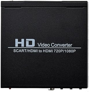 Mcbazel Konwerter SCART+HDMI na HDMI z wyjściem sygnałowym 3,5 mm konwertuj 480I(NTSC)/576I (PAL) do formatu 720P/1080P HDMI, połączenie z DVD, dekoderem, odtwarzaczem HD, konsolą (PS2PS3PSP, Wii, Xbox360)