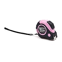 Vista 2 de Yaxa Basics Cinta métrica retráctil con botón de presión, fácil de usar, 16 pies, rosa