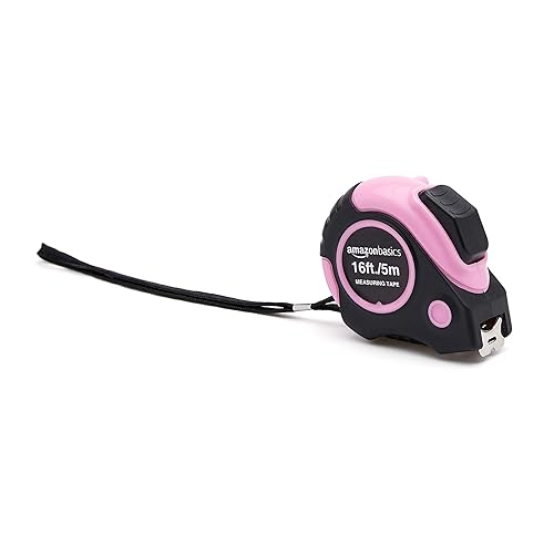 Miniatura 2 de Tienda Basics Cinta métrica retráctil con botón de presión, fácil de usar, 16 pies, rosa