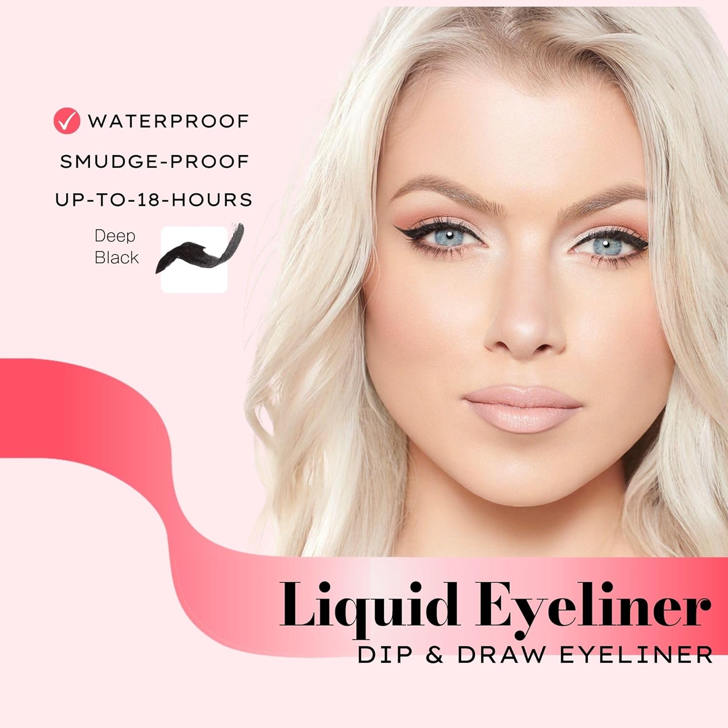 Younique DIP & DRAW Liquid Eyeliner | Perfect - Deep Black | Waterproof and Sweat-Proof | Long-Lasting Up to 18 Hours | Ultra-Fine Precision Applicator for Bold or Subtle Looks