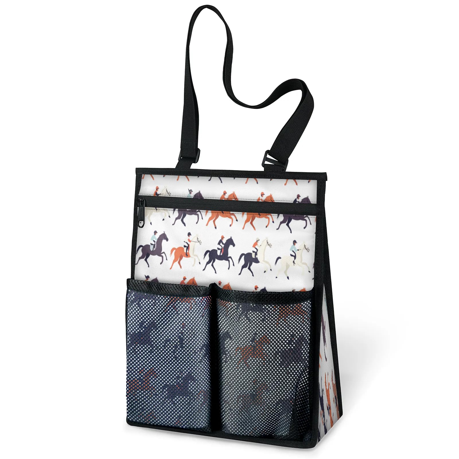 Ourtheme Horse Racing Jockey Portable Shower Bag for Travel Gym Camp Beach Tote Shower Caddy Bags Hanging Toiletry