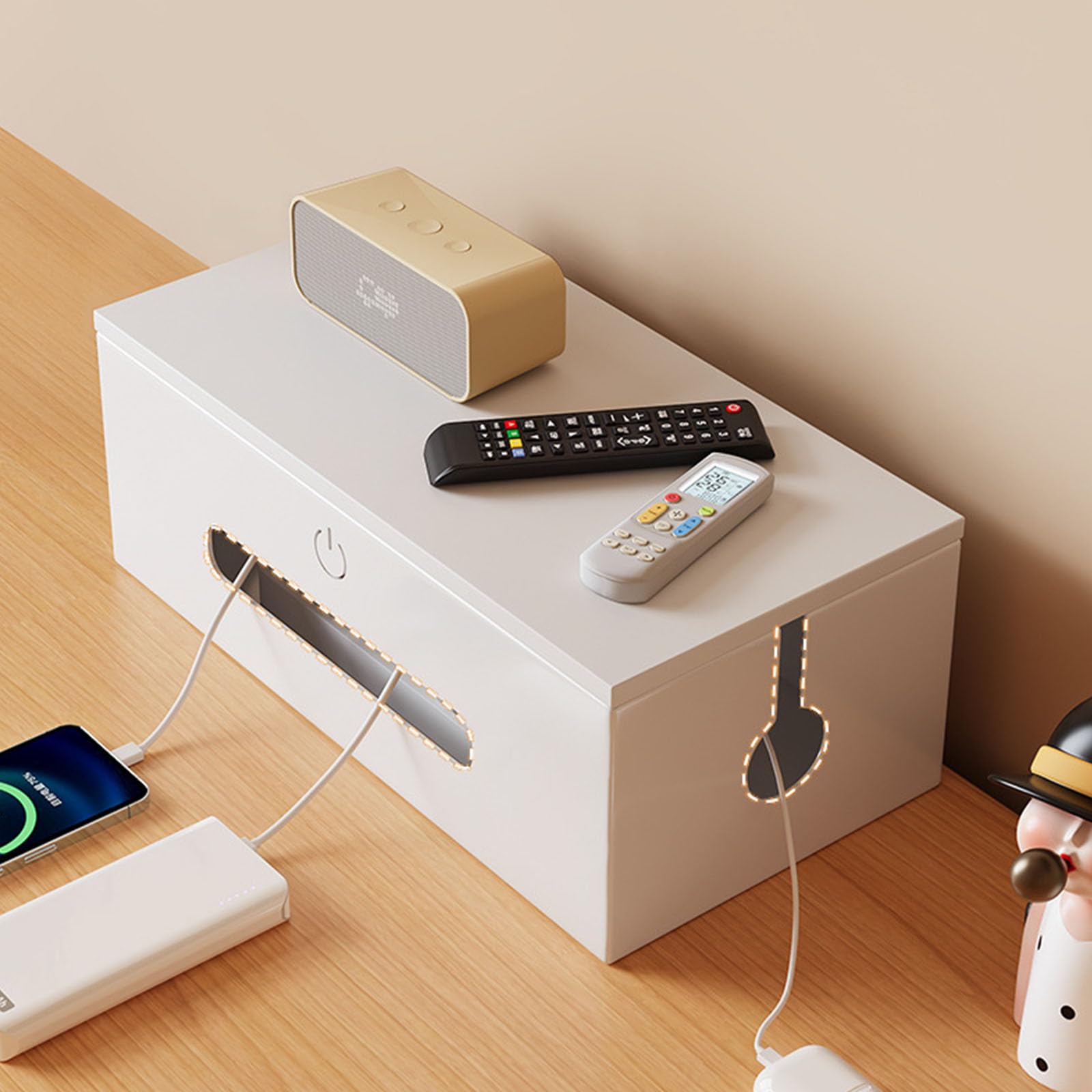 Caja organizadora de cables de 32 cm para organizar entretenimiento en el escritorio y juegos