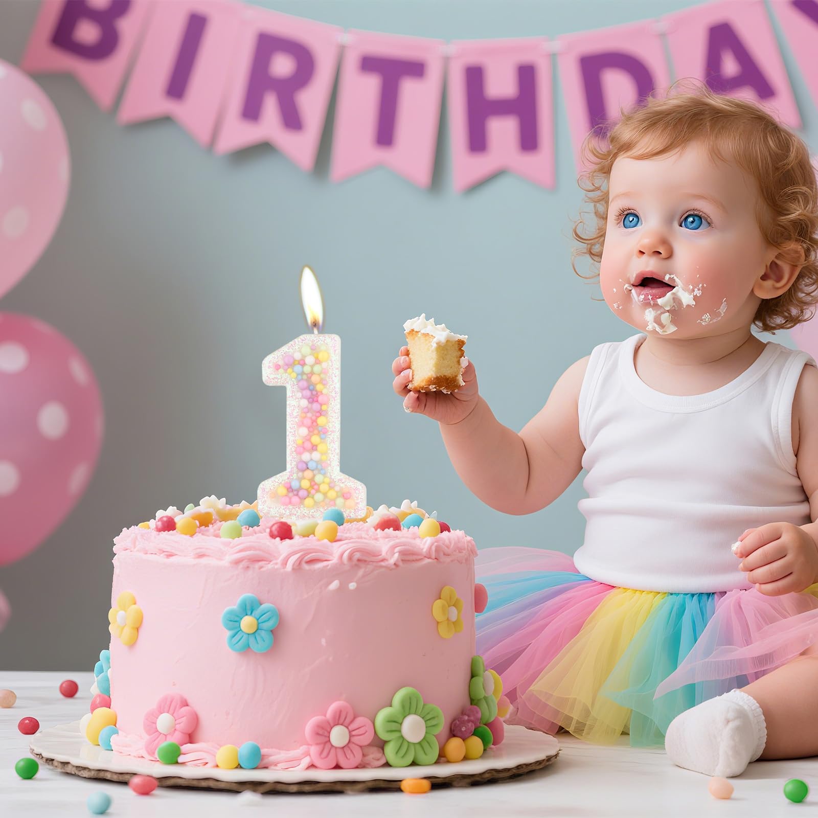 Świeczki mciskin Macaron na tort urodzinowy, biała świeczka z cyfrą 8 na 8. urodziny dziewczynki, biała świeczka macaron 8 na tort dla chłopca i dziewczynki, ozdoby na słodkie przyjęcie tematyczne, na