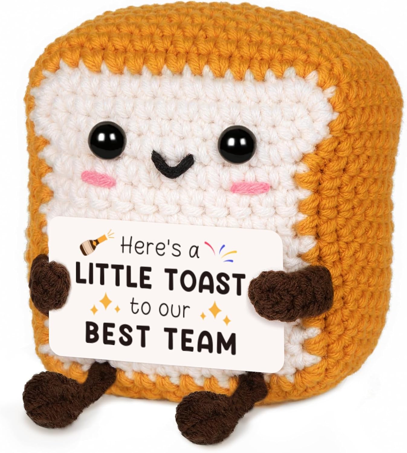 Funny Crochet Toast for Her Him, Positive Employee Appreciation Gifts for Team, Teamwork Best Team Gifts Christmas for Coworkers Colleagues Employees, Inspirational Office Decor Desk Decor