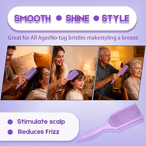 Miniatura 6 de Cepillo desenredante para cabello rizado, cepillo ligero para cabello rizado con diseño ventilado para un fácil deslizamiento, desenreda sin