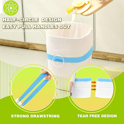 Miniatura 3 de LEAMOO Bolsa de basura con cordón de 4 galones, pequeñas bolsas de basura de 15 litros, 40 unidades