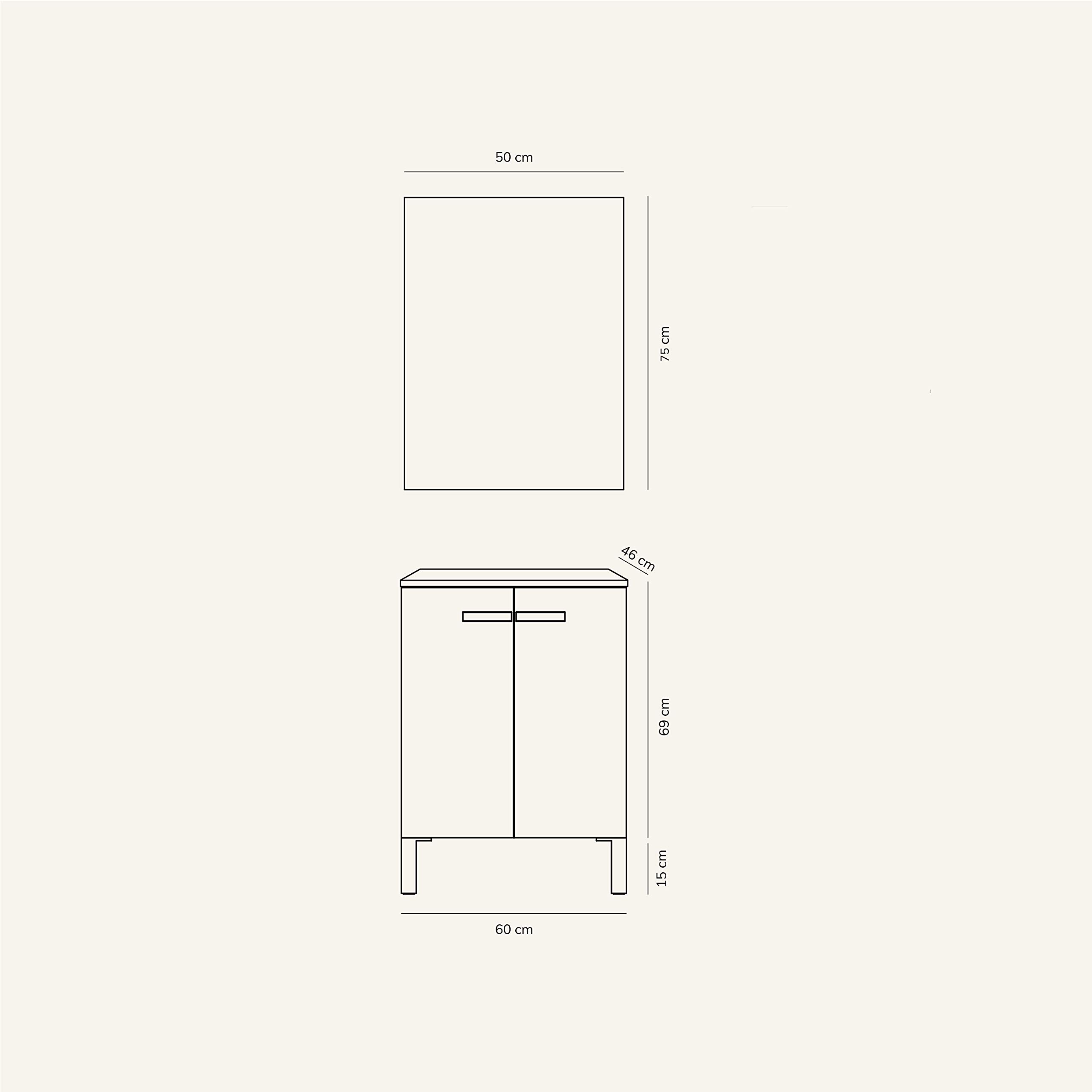 Baikal Neo, Melammina 16 mm Ceramica Specchio Mobili da Bagno con lavabo, Bianco, 60 cm