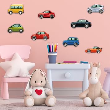 Minik Arabalar Çocuk Odası Dekoratif Duvar Sticker Yapışkanlı Folyo