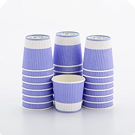 Restaurantware-4 Ounce Paper Coffee Cups, 25 Ripple Wall Disposable Paper Cups - Leakproof, Recyclable, Light Purple Paper Hot Cups, Insulated, Matching Lids Sold Separately