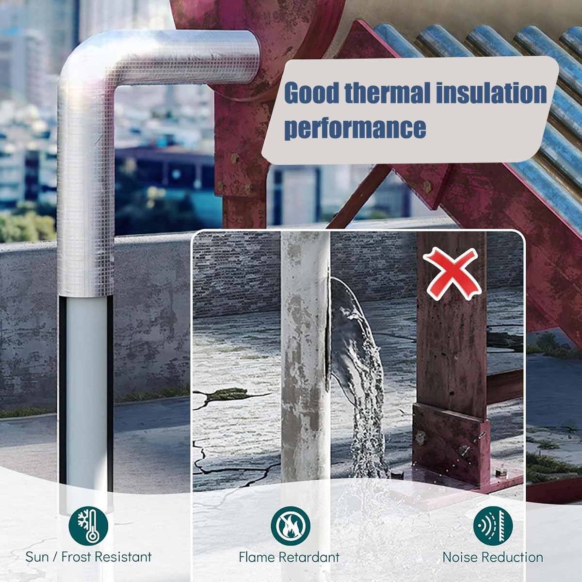 95cm Tubo Isolante Antigelo per Esterni Guaina Isolante in Gomma, Isolante Tubi in Foglio di Alluminio ID 22-219mm Utilizzato per Tubi dell'Acqua Fredda E Calda, Condizionatore(219mmx40mmx1m)