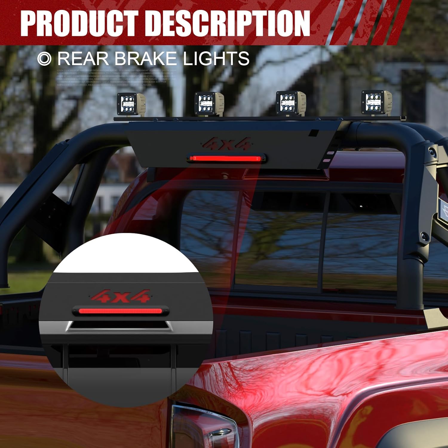Truck Bed Roll Bar, Universal Sport Roll Bar Adjustable Chase Rack Compatible with Tacoma,Tundra,Colorado,Dodge Ram 1500/2500/3500,Ford F-150/F-250/F-350, Silverado,GMC Sierra,Frontier, Ranger,Titan