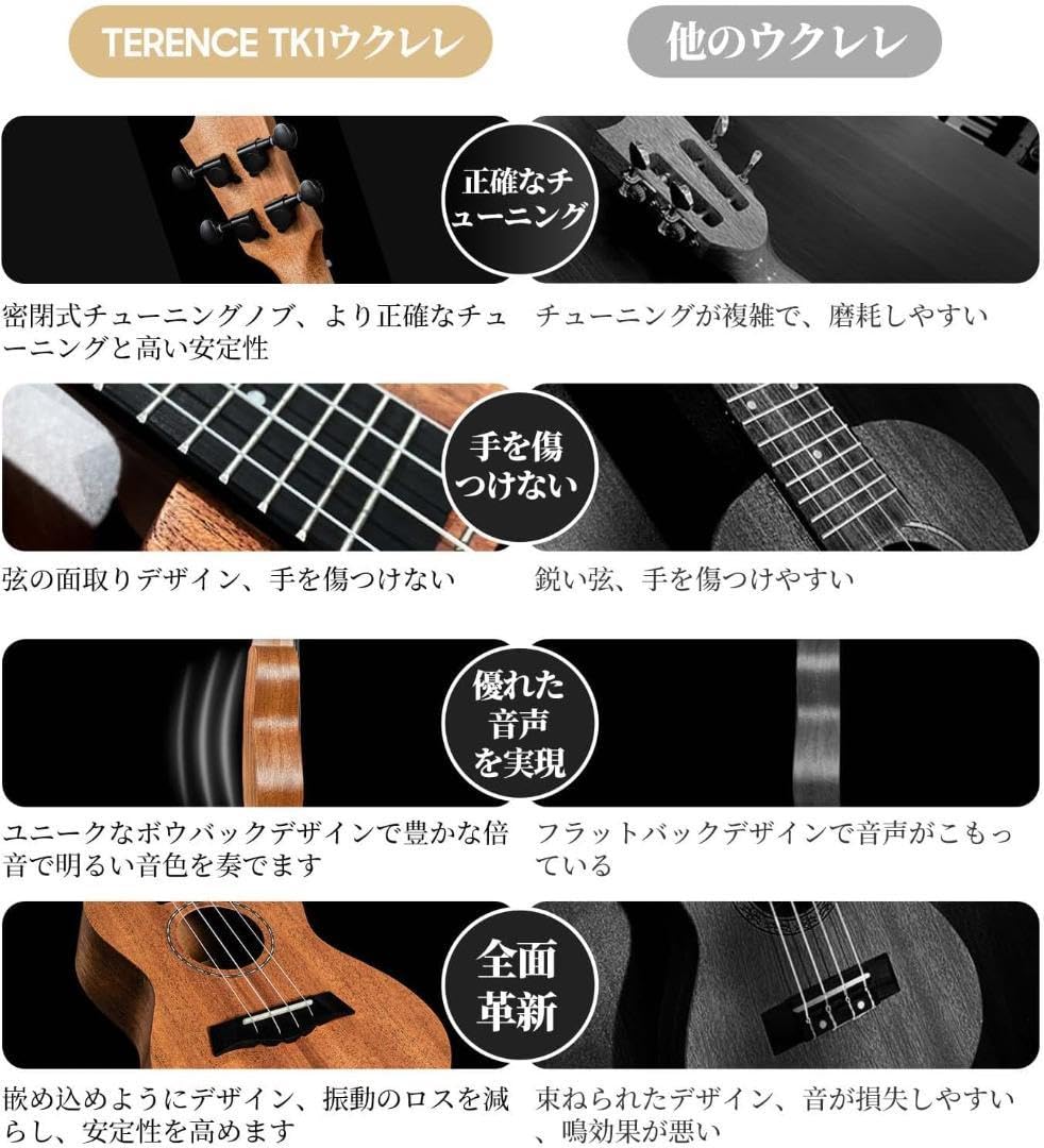 Amazon.co.jp: TERENCE ウクレレ 23インチ マホガニー単板製 初心者