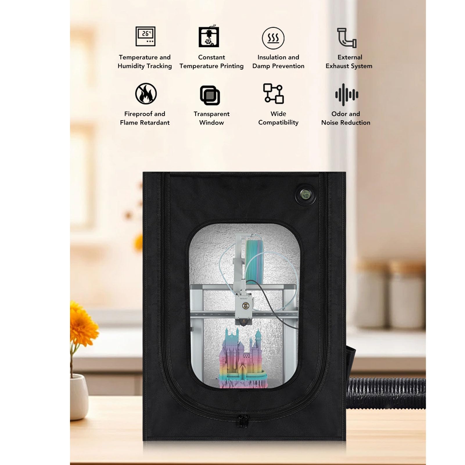Generic Obudowa Drukarki 3D z redukcją Szumów Ognioodporna Osłona Przeciwpyłowa Pasująca do Serii Ender 3 V3