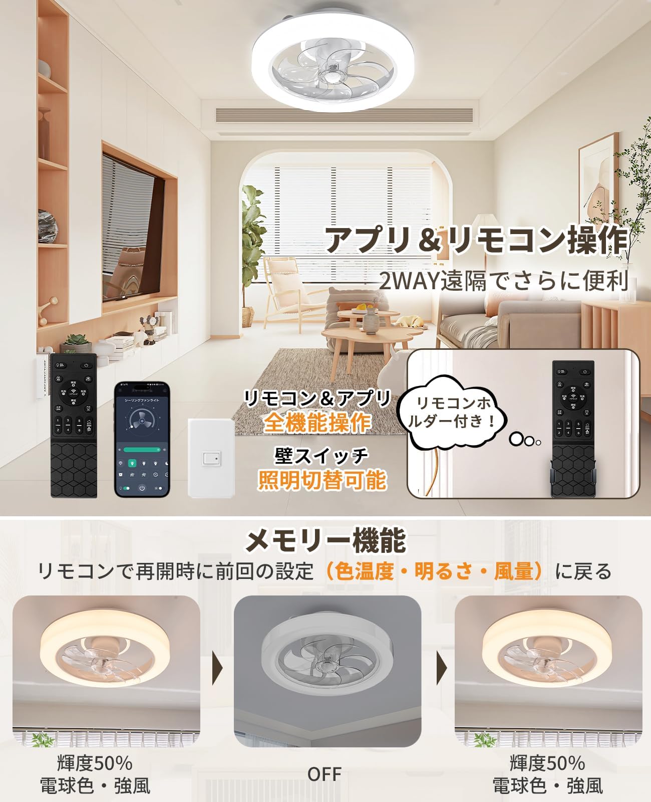 Amazon.co.jp : TENKOO&YOU シーリングファンライト led Φ50cm 3,500LM