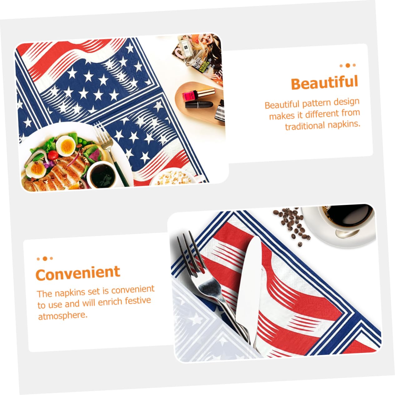 PLAFOPE 120 Piezas Servilleta De Papel 4to Servilletas De Americana Servilletas De Papel Decoración Nosotros Diseño De La Americana De Cena A Nosotros