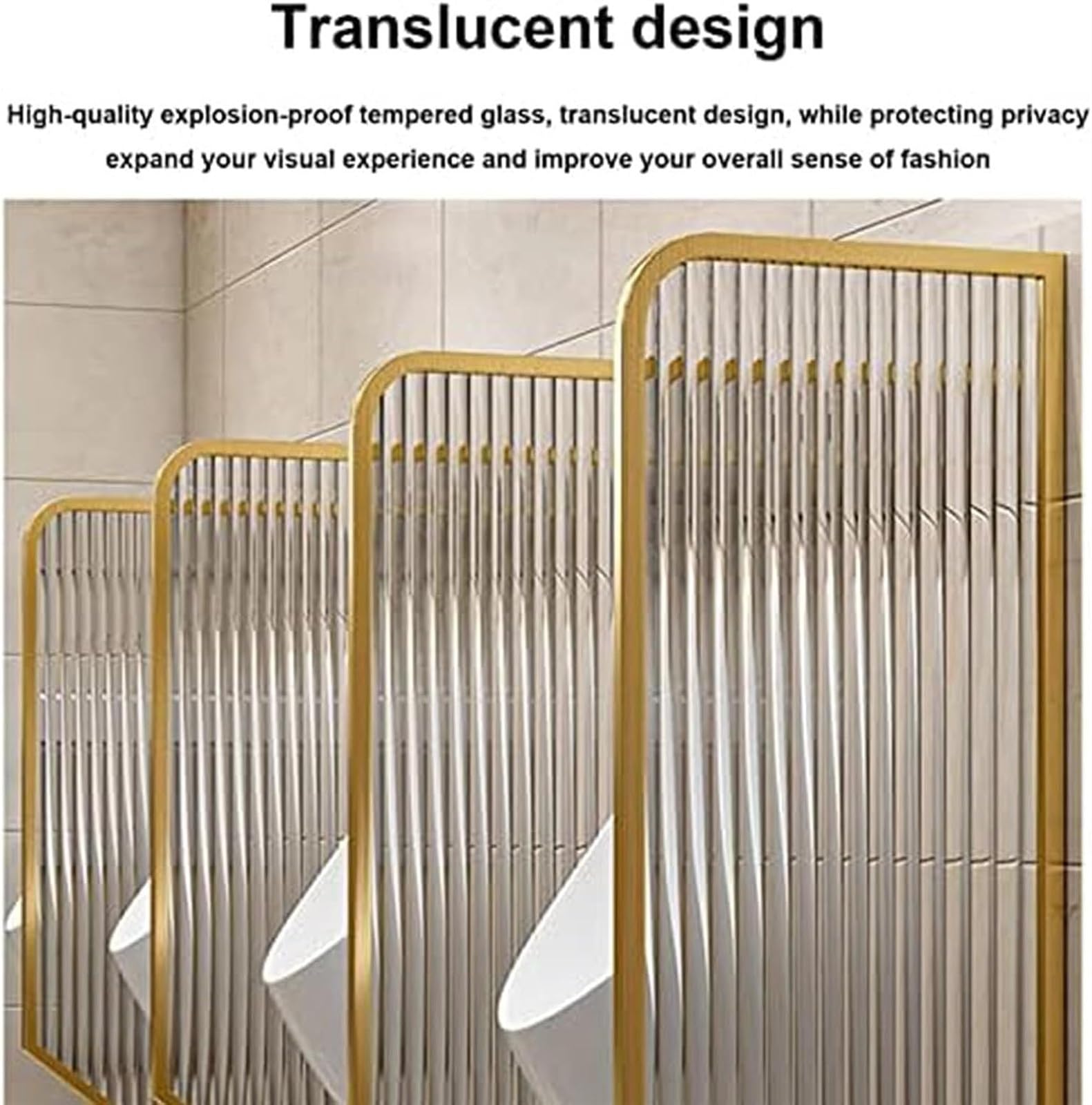 Mampara divisoria para urinario de baño, 3 paneles de vidrio hidrófugo para pared, panel para cubículo de oficina en espacios públicos, color: negro.