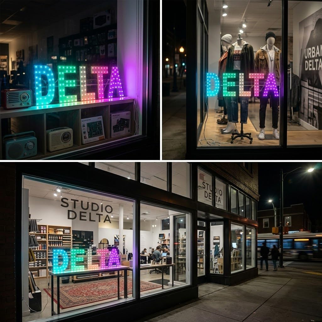 EPL DELTA RGBW WAVE, LED 4G Full-color changes sign, Eye-catching sign, Super Bright, 9"x30", Remote Control, Business decor, Storefront display