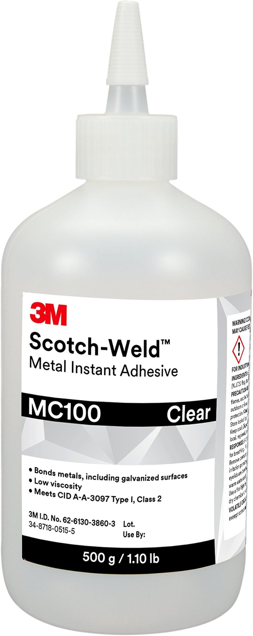 3M Scotch-Weld Metal Instant Adhesive MC100, 500 g btl, 1 per case