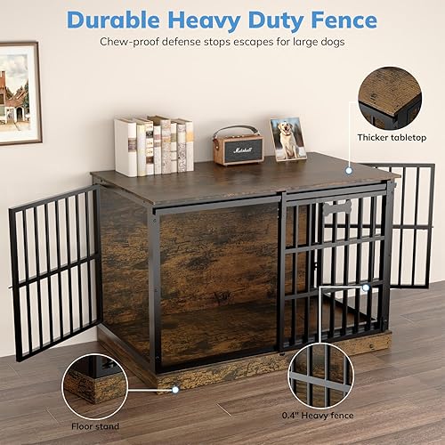 Miniatura 4 de Petrova Muebles de jaula para perros XXL resistentes, para interiores para perros extragrandes, muebles de madera con etiqueta de nombre, jaula para