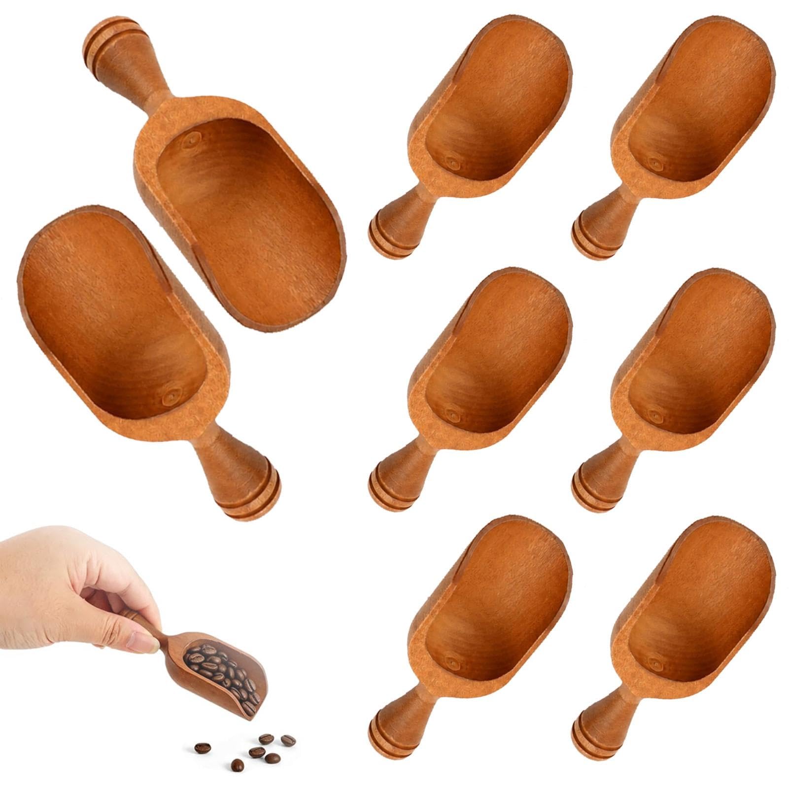 8-teiliges Mini-Messlöffel-Set aus Holz, Mehrzweck-Servierlöffel, Kaffeelöffel aus Holz für Kaffeebohnen, Reis, Gewürze und Küchenbehälter