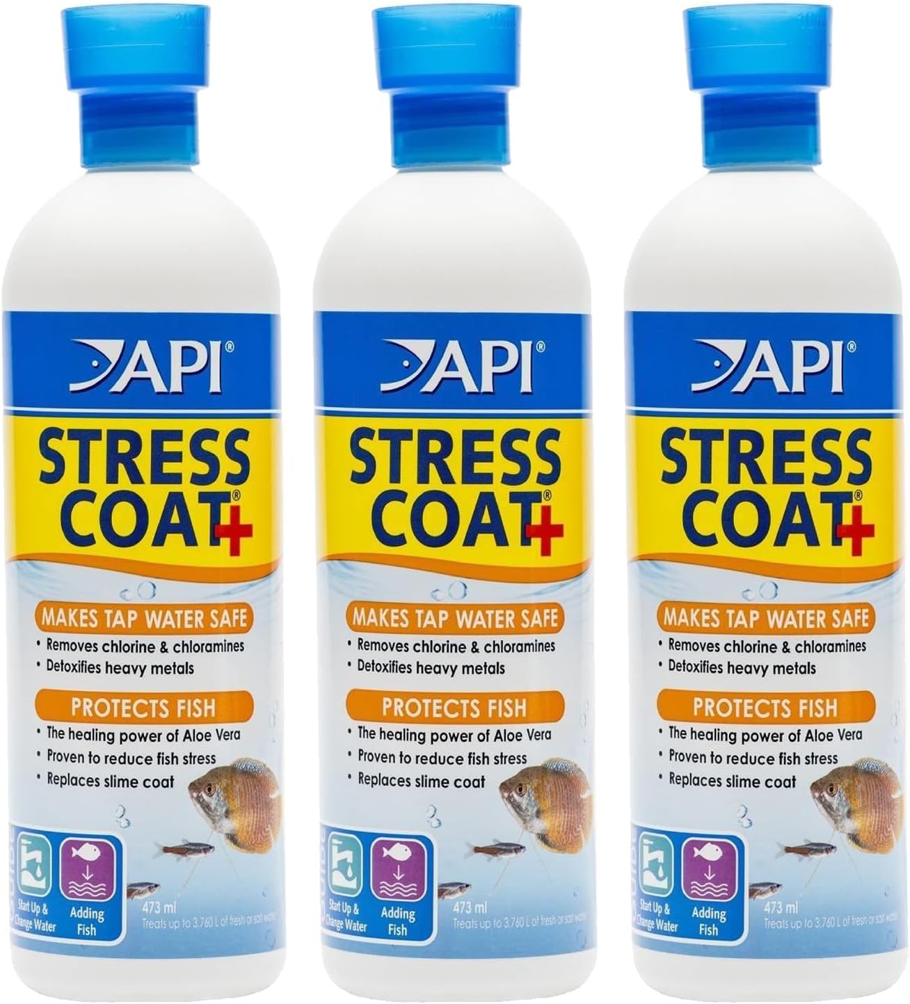 3 x API Stress Coat Aquarium Water Conditioner 473 ml Bottle