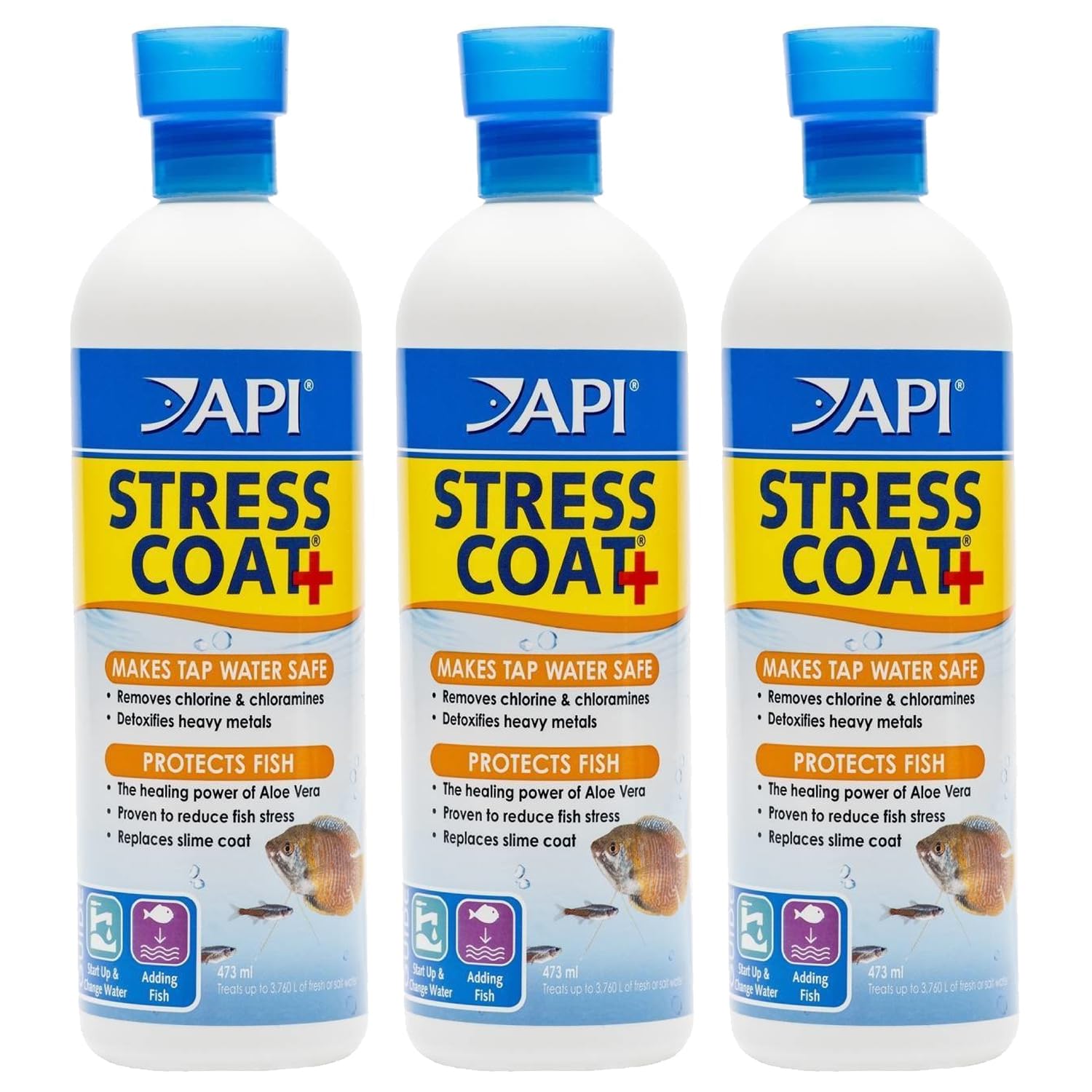 3 x API Stress Coat Aquarium Water Conditioner 473 ml Bottle