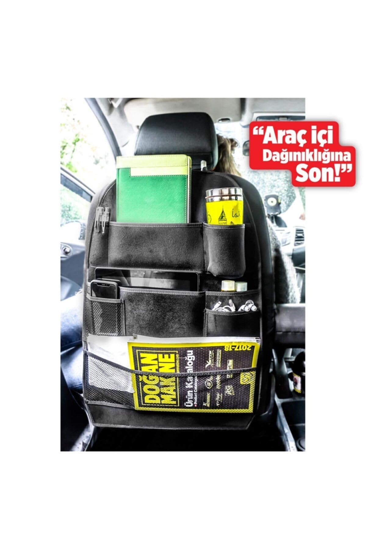 Oto Aksesuarcım Automix Koltuk Arkası Kalın Süet Kumaş Organizer A Kalite Siyah